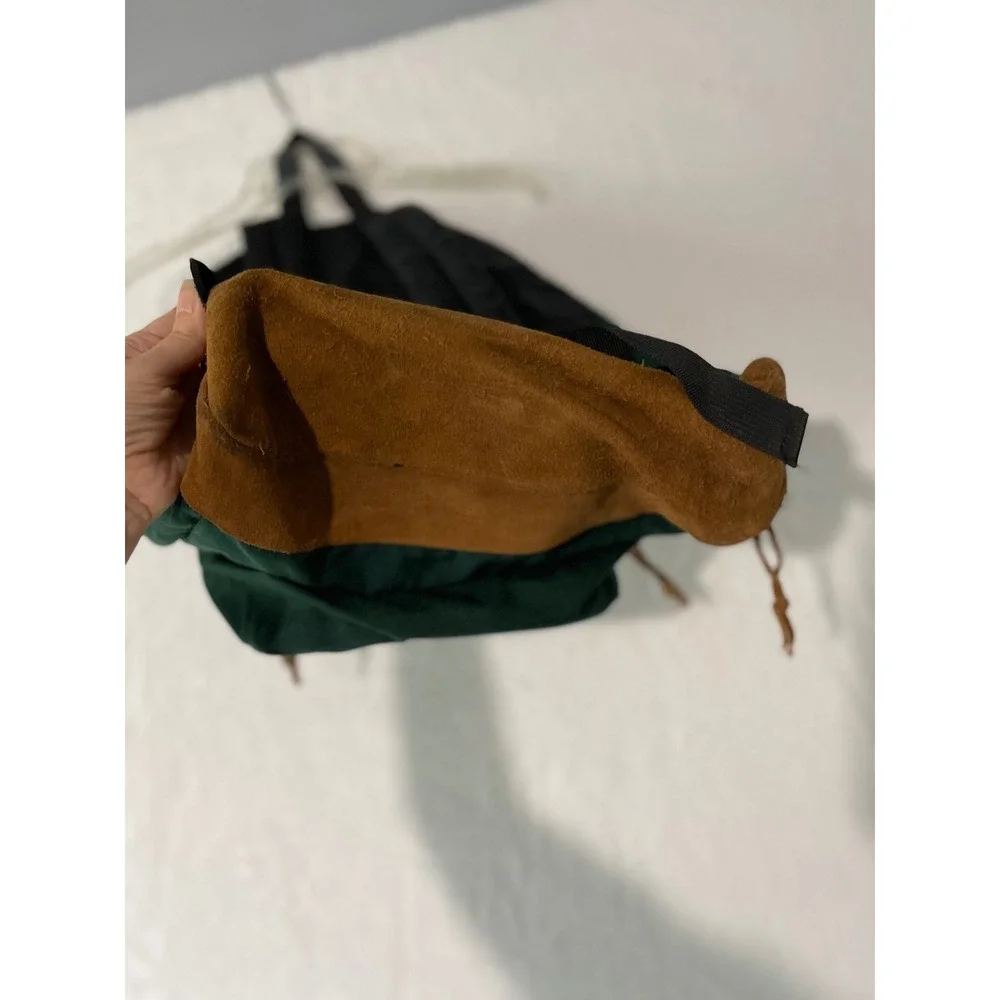JanSport Right Pack Backpack Hunter Green Suede Leather Bottom Canvas Mens Bag